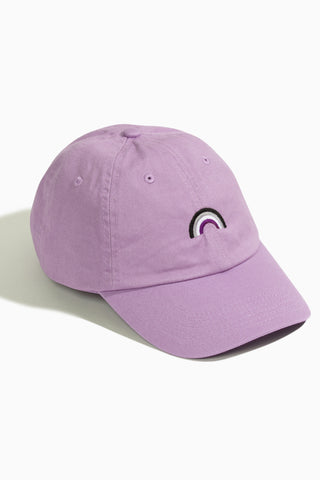 Lilac asexual pride rainbow baseball hat on a white background embroidered by LGBTQ+ pride store Qweer