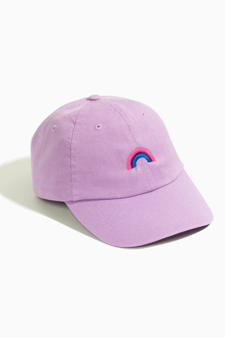 Lilac bi pride rainbow baseball hat embroidered by LGBTQ+ pride store Qweer