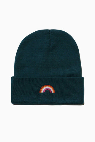 Lesbian Rainbow Forest Green Beanie