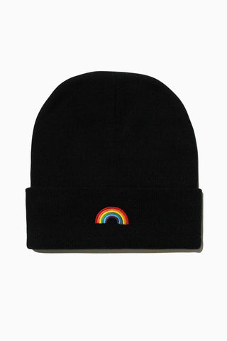 Pride Rainbow Black Beanie